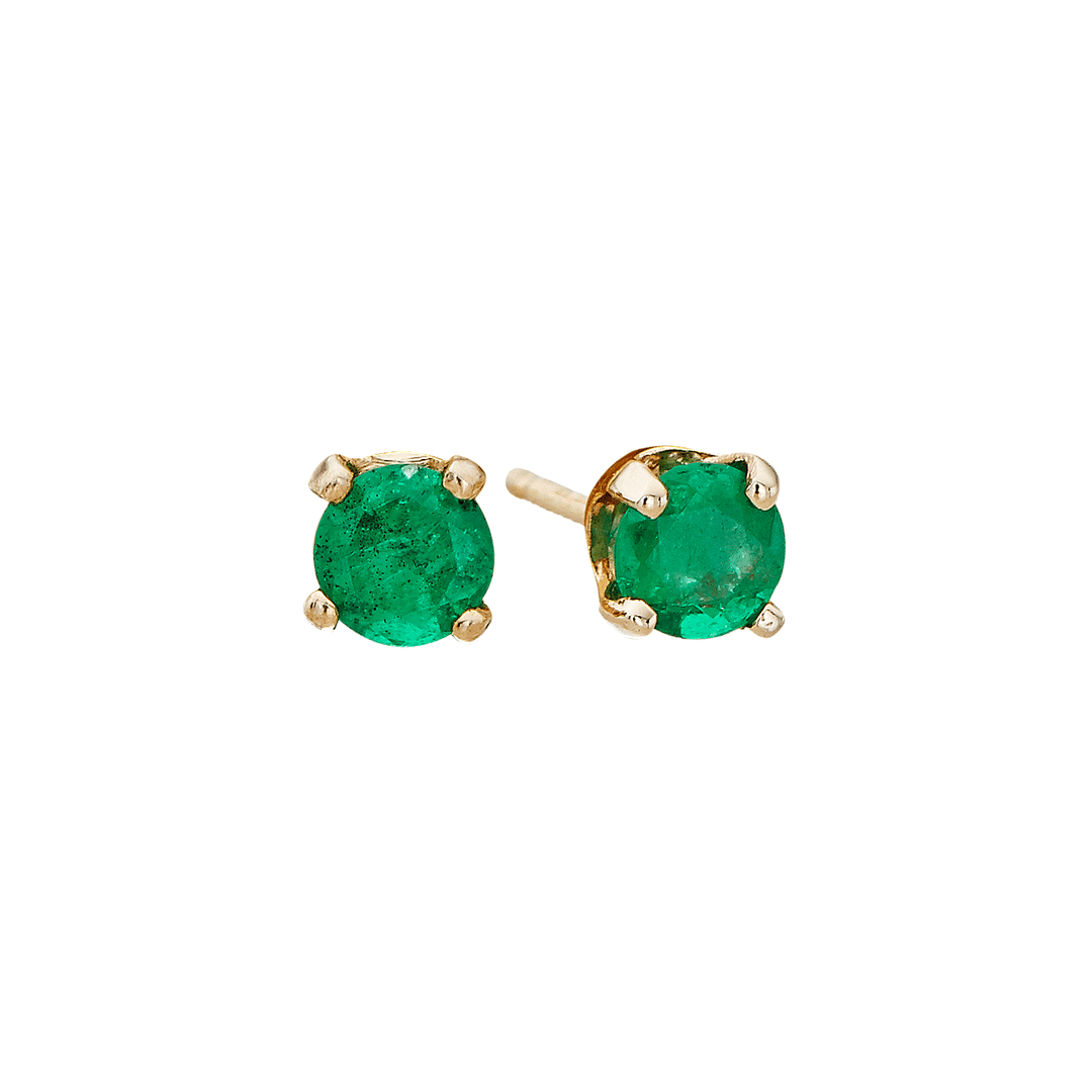 14k 3mm Emerald Birthstone May Stud Earrings