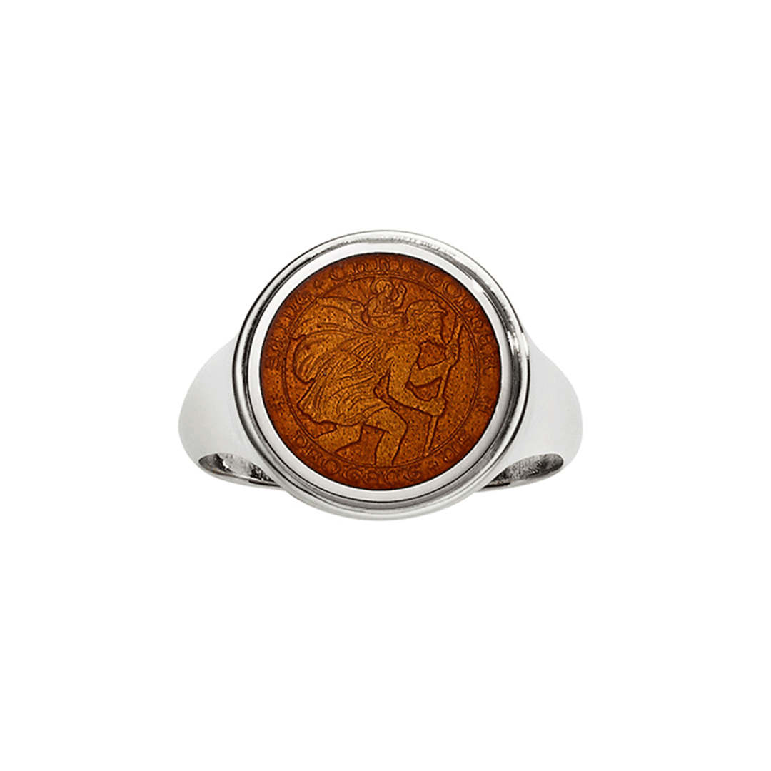St. Christopher Sterling Silver and Tangerine Ring