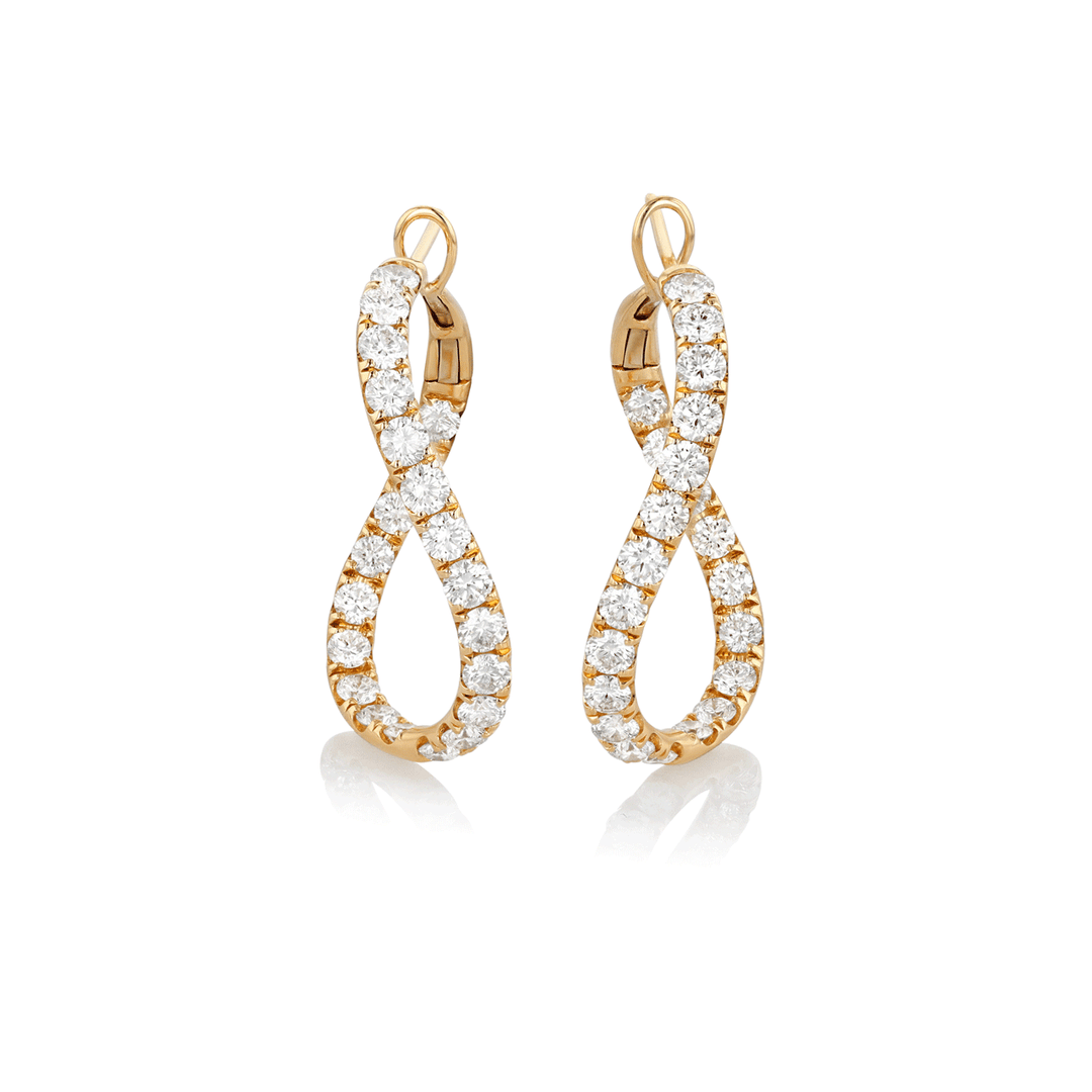 18k Yellow Gold and Diamond 3.08 Total Weight 30mm In and Out Hoops