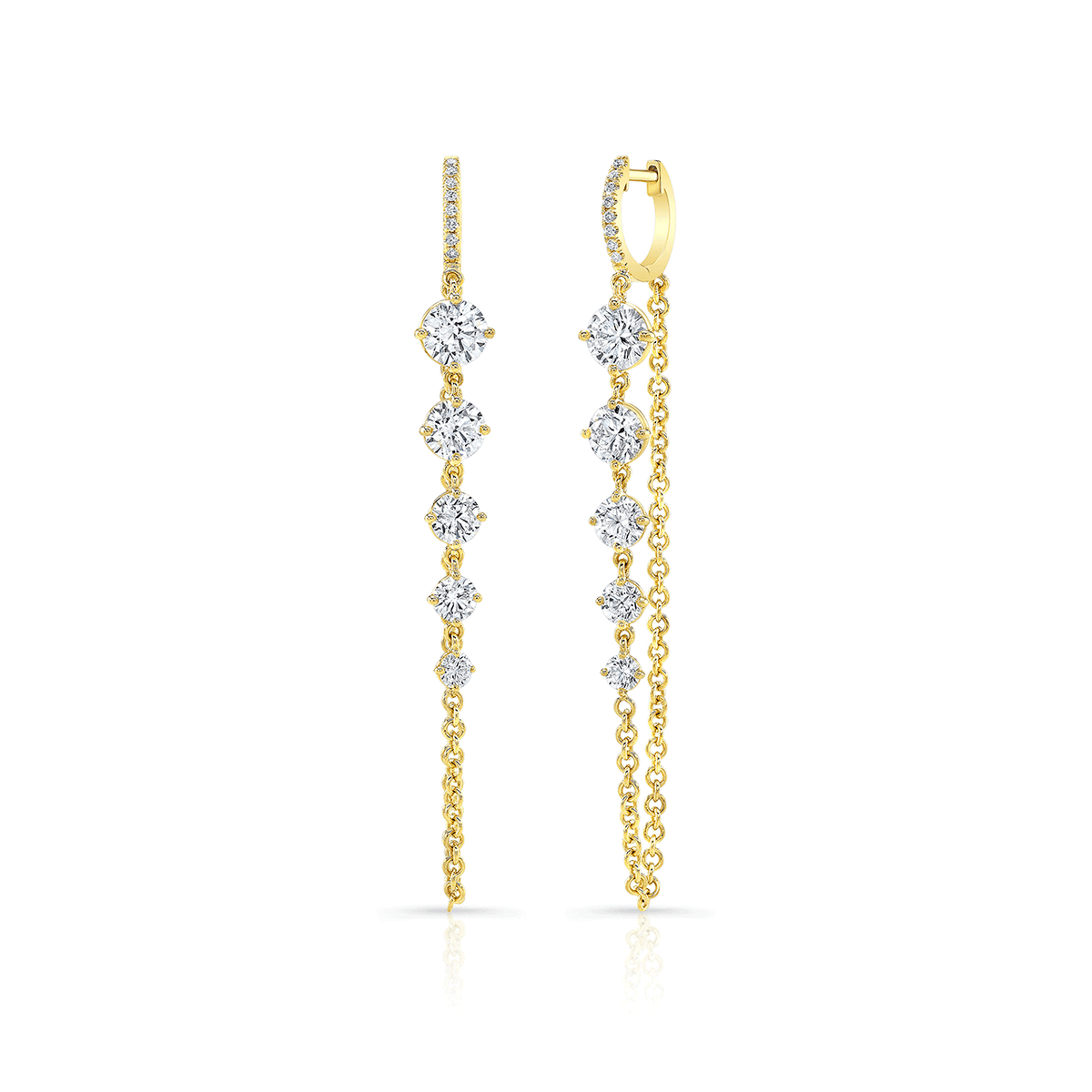 18k Yellow Gold and 2.13 Total Weight Drop Earrings