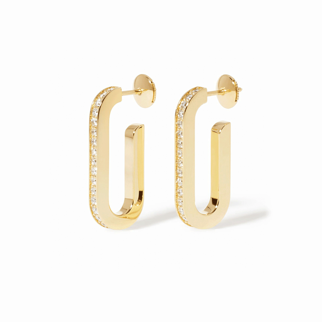 Dinh Van 18k Yellow Gold and Diamond Maillon Earrings