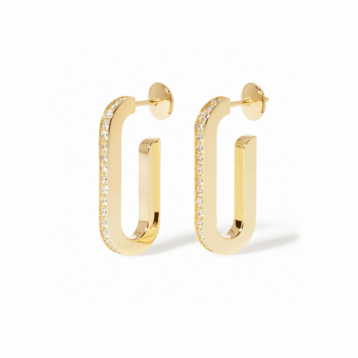 Dinh Van 18k Yellow Gold and Diamond Maillon Earrings