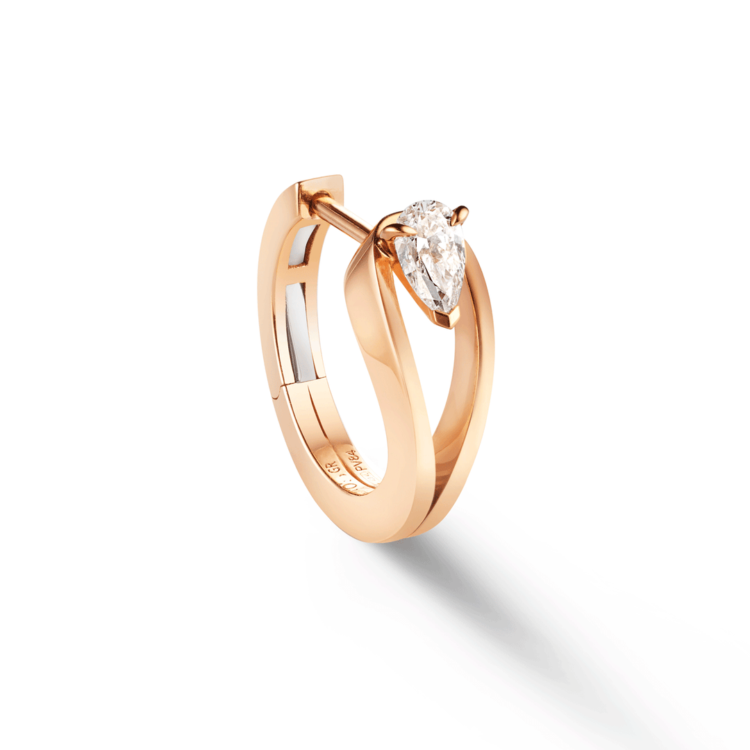 Repossi Serti 18k Rose Gold Inversé Small SINGLE Diamond Earring