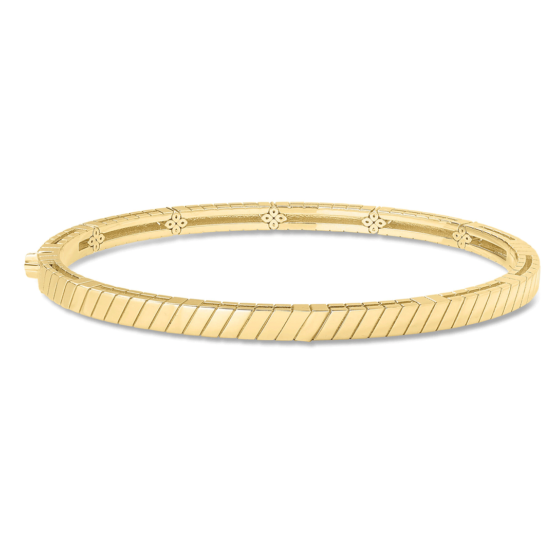 Roberto Coin Love In Verona 18k Yellow Gold and Diamond Thin Bangle