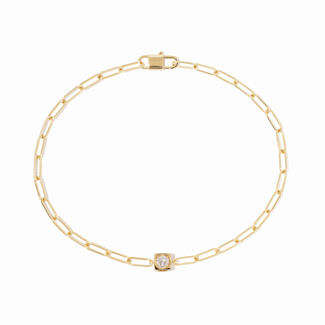 Dihn Van Le Cube Diamant 18k Yellow Gold and 0.10 Total Weight Diamond Bracelet