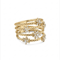 David Yurman Petite Starburst Multi Row Ring 18K Yellow Gold with Diamonds