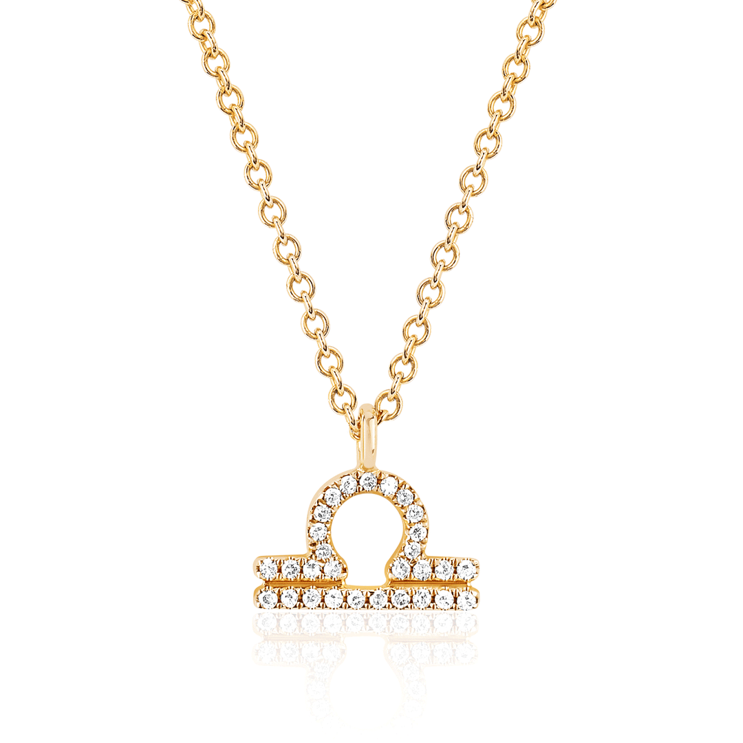 14k Yellow Gold Zodiac Libra Diamond Pendant