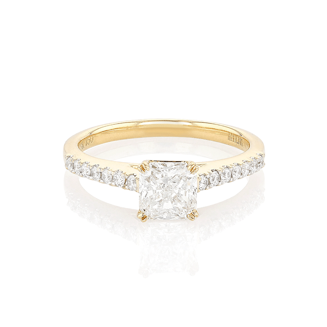 Hamilton Cherish Collection 18k Yellow Gold and 1.00 Total Weight Princess Cut Diamond Engagement Ring