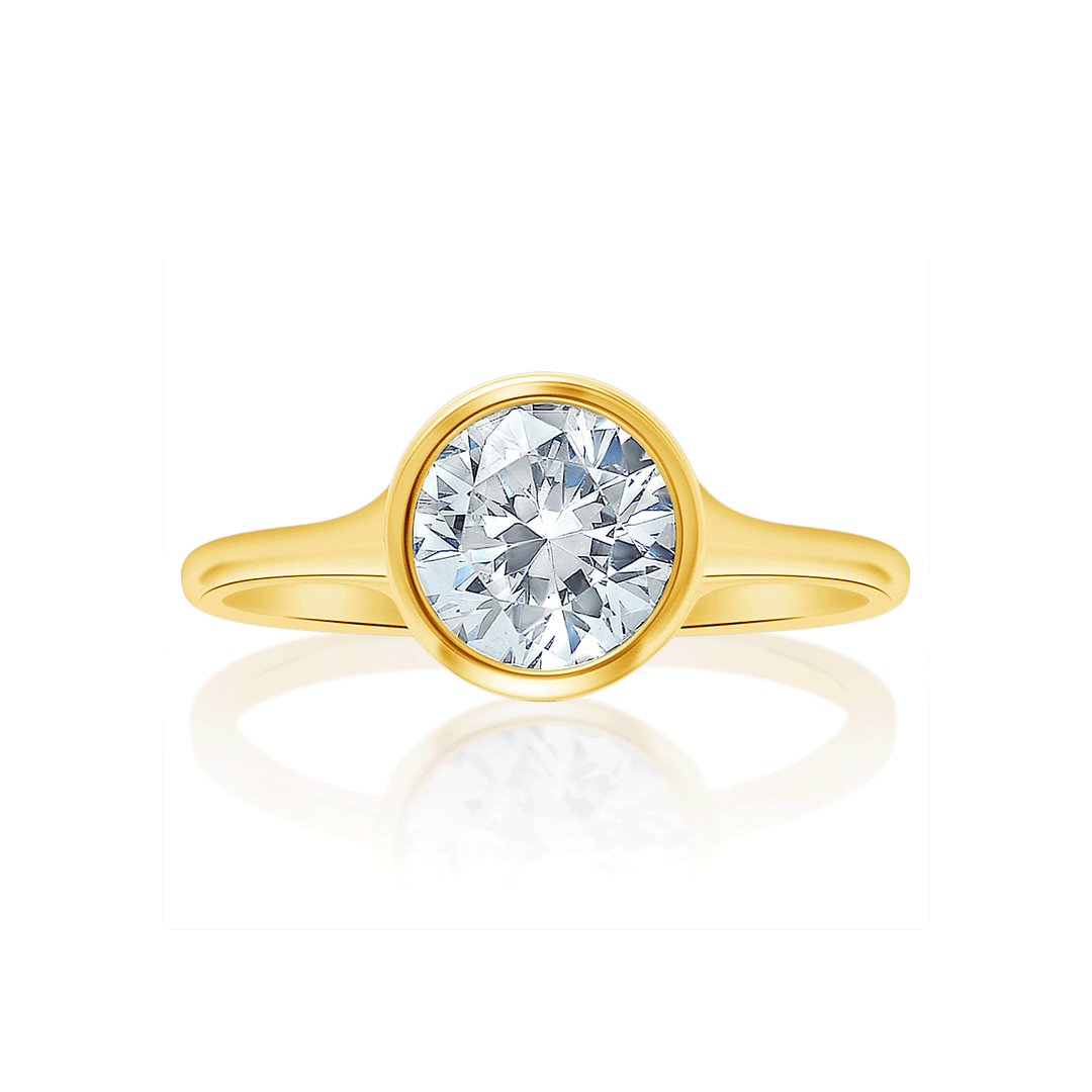 18k Yellow Gold Bezel Engagement Ring Mounting