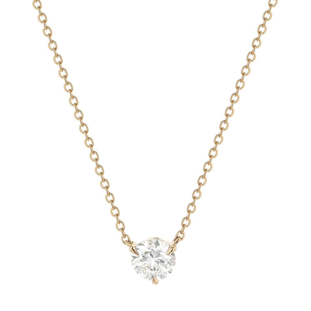 18k Yellow Gold and Diamond 1.51 Total Weight Solitaire Pendant