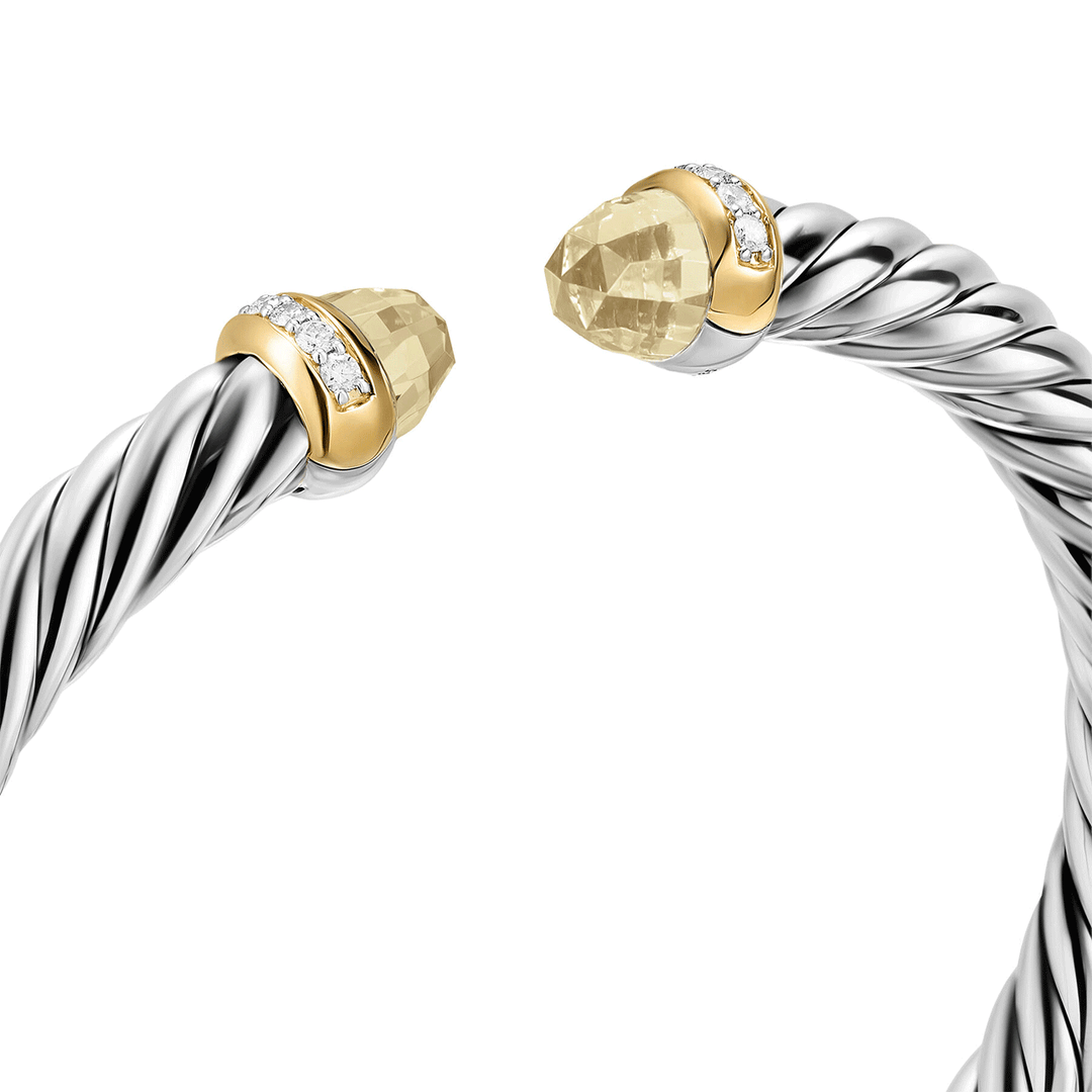 David Yurman Sterling Silver with Citrine and Diamonds, 6mm Cable Flex® Bracelet