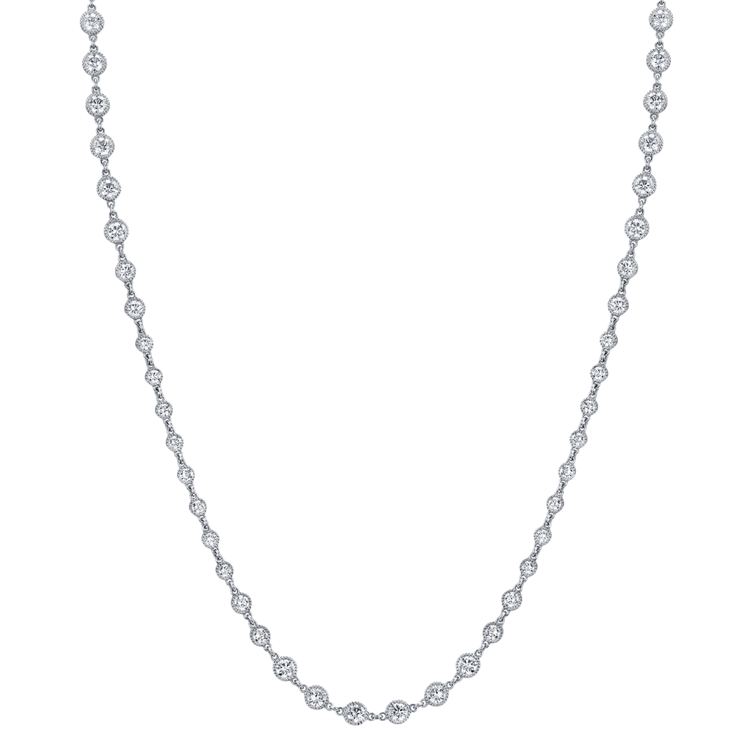 Platinum and 17.85 Total Diamond Weight Scroll Motif Necklace