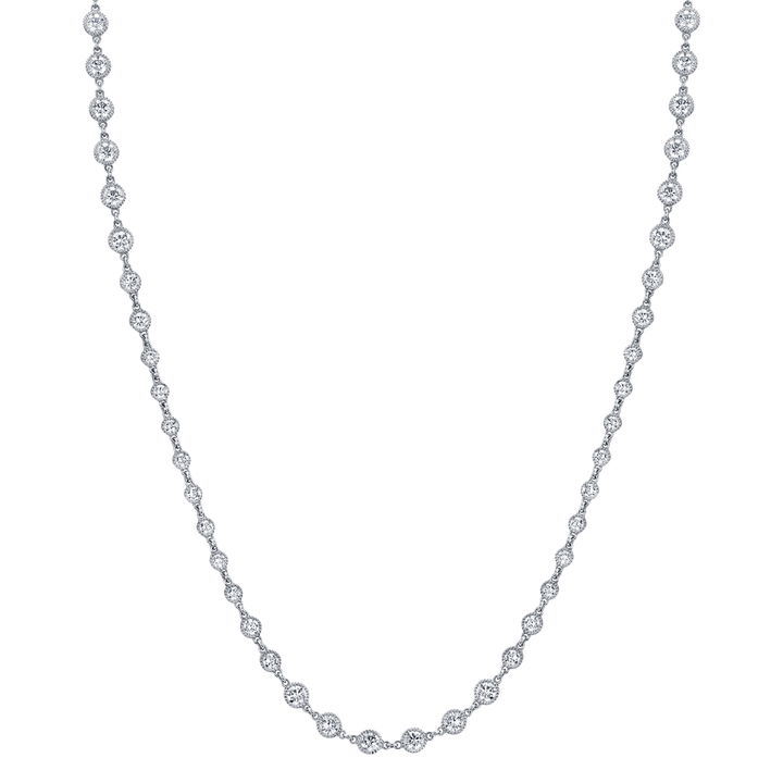 Platinum and 17.85 Total Diamond Weight Scroll Motif Necklace