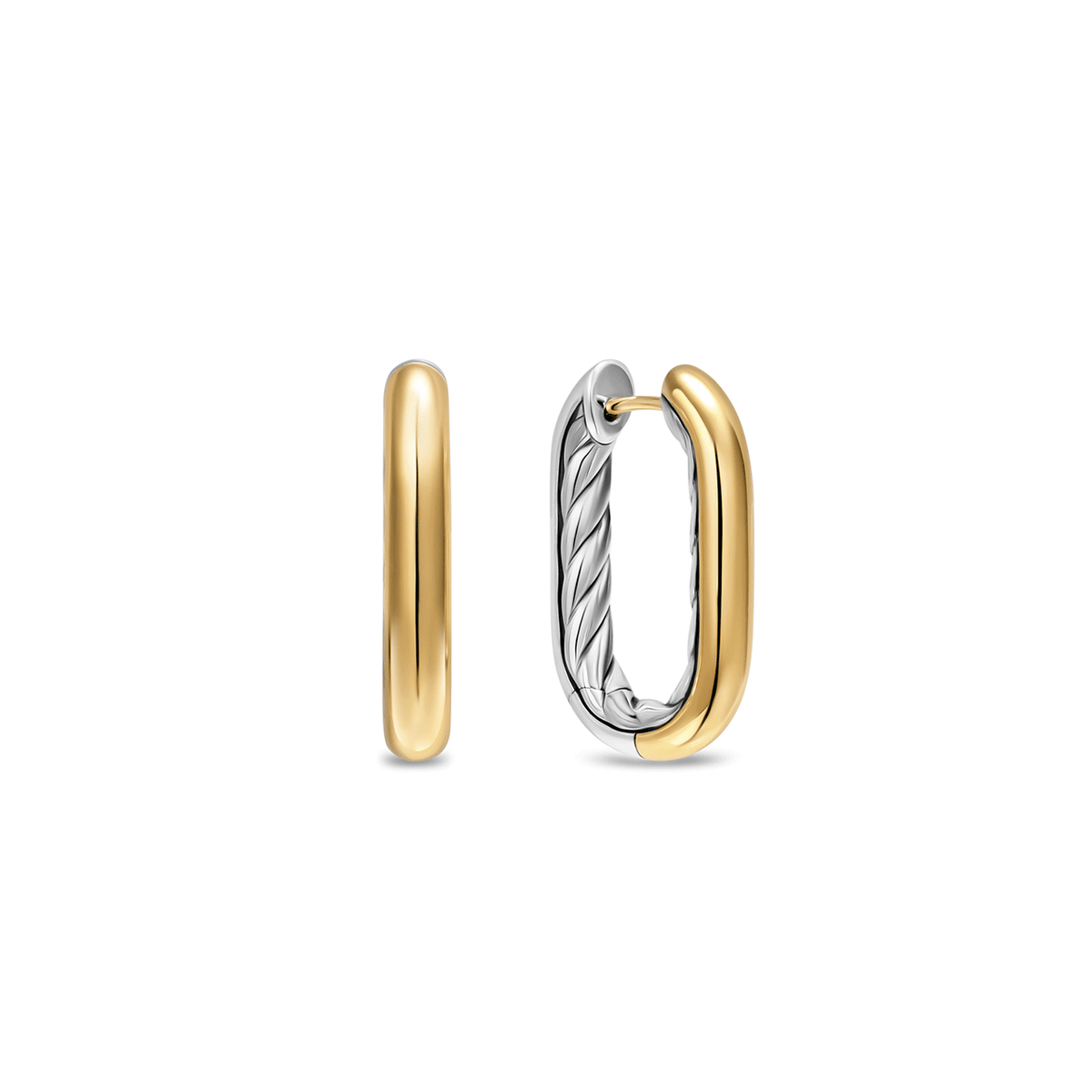 David Yurman DY Madison® Smooth Hoop Earrings Sterling Silver with 14K Yellow Gold, 24.3mm