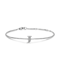 David Yurman Petite Initial Chain Bracelet Sterling Silver with Diamond J