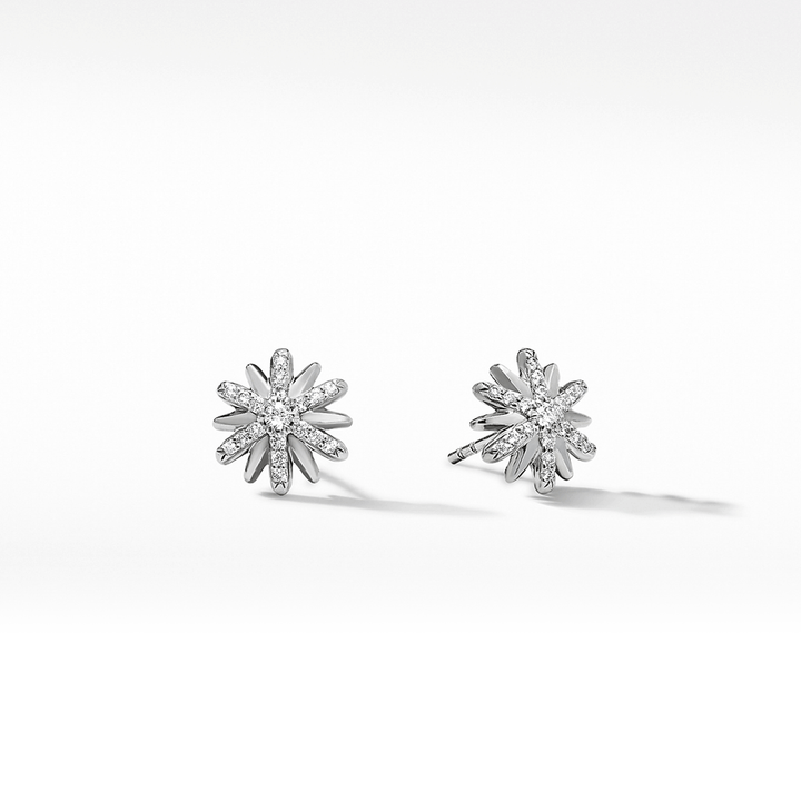 David Yurman Petite Starburst Stud Earrings Sterling Silver with Diamonds, 10mm