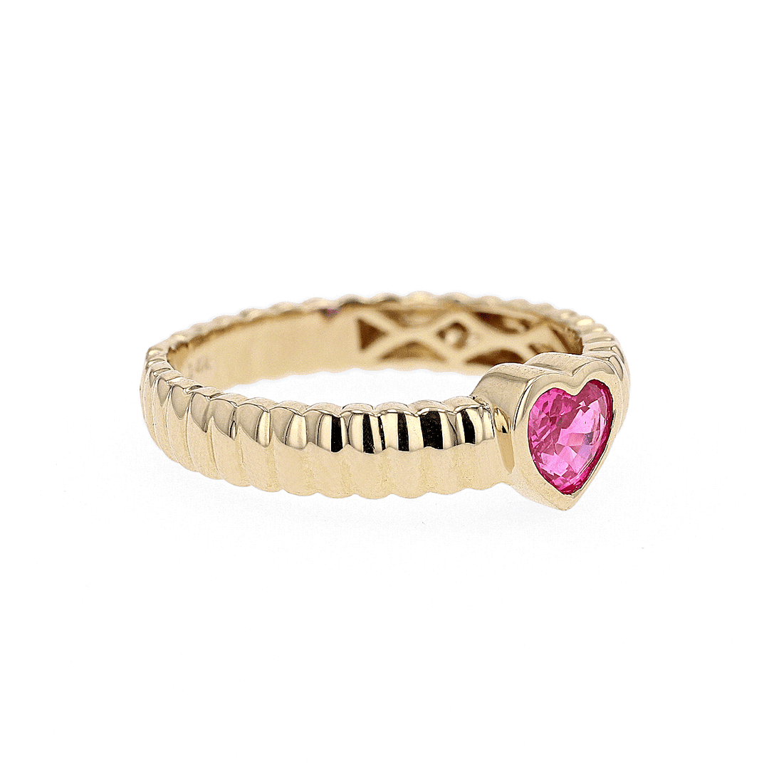 14k Gold and Heart Shape Ruby .57 Total Weight Ring
