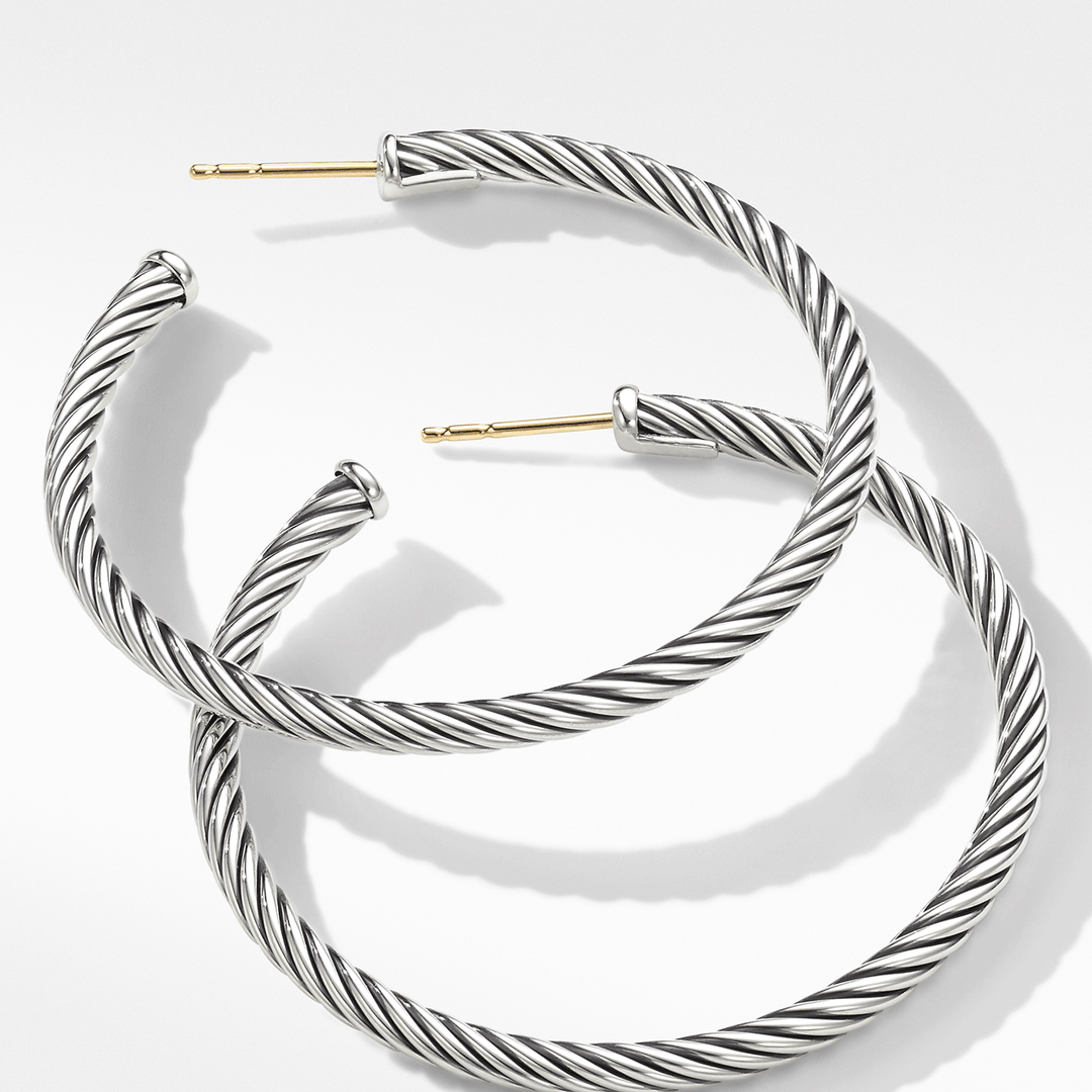 David Yurman Cable Hoop Earrings in Sterling Silver