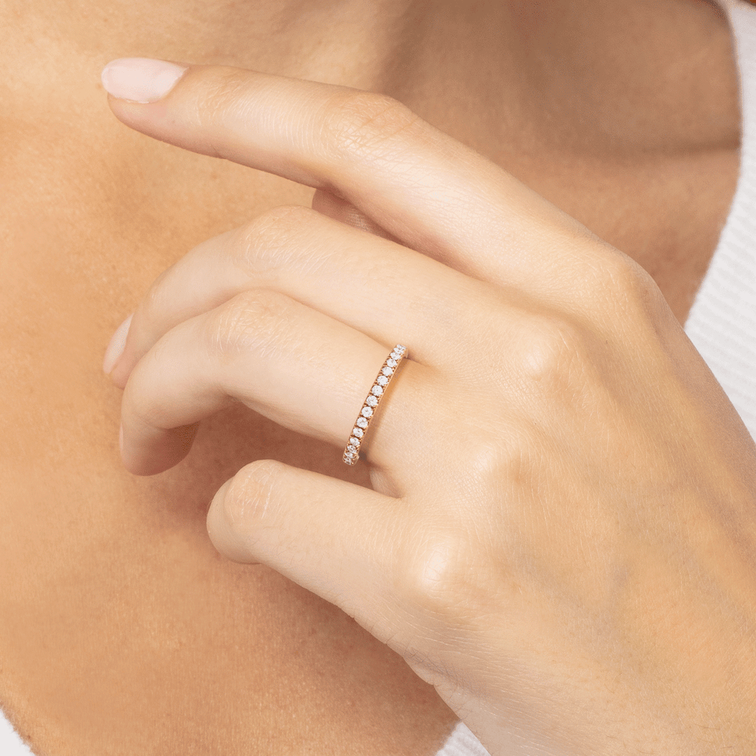 Hamilton Cherish 18k Rose Gold and .33 Total Weight Diamond 3/4 Way Around Band