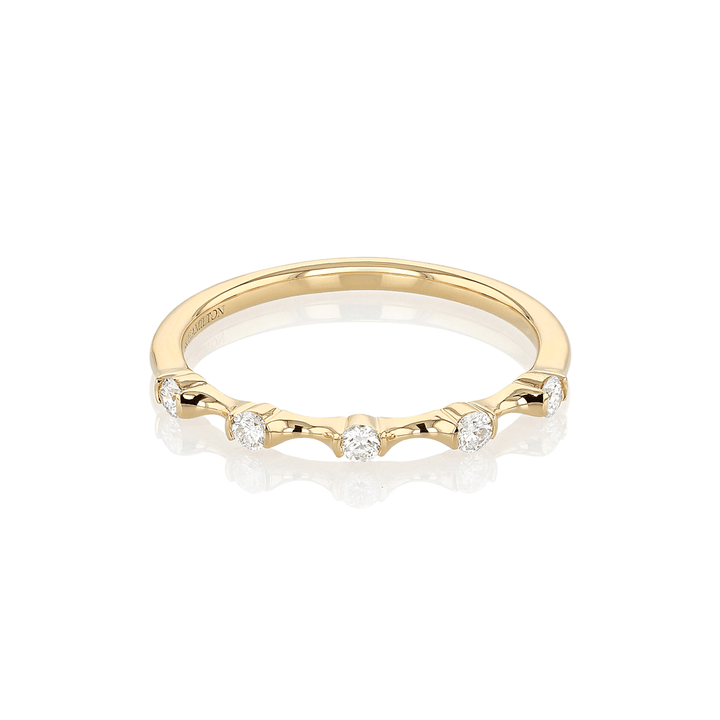 Wave 18k Yellow Gold Single Row Diamond .15 Total Weight Ring