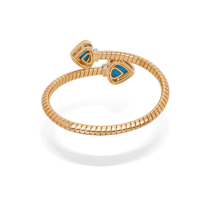 Marina B Trisola 18k Yellow Gold Turquoise and Diamond Bypass Bracelet