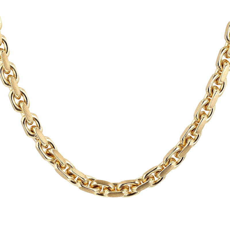 18k Yellow Gold 3.9mm Flat Edge Link Necklace 20 Inch