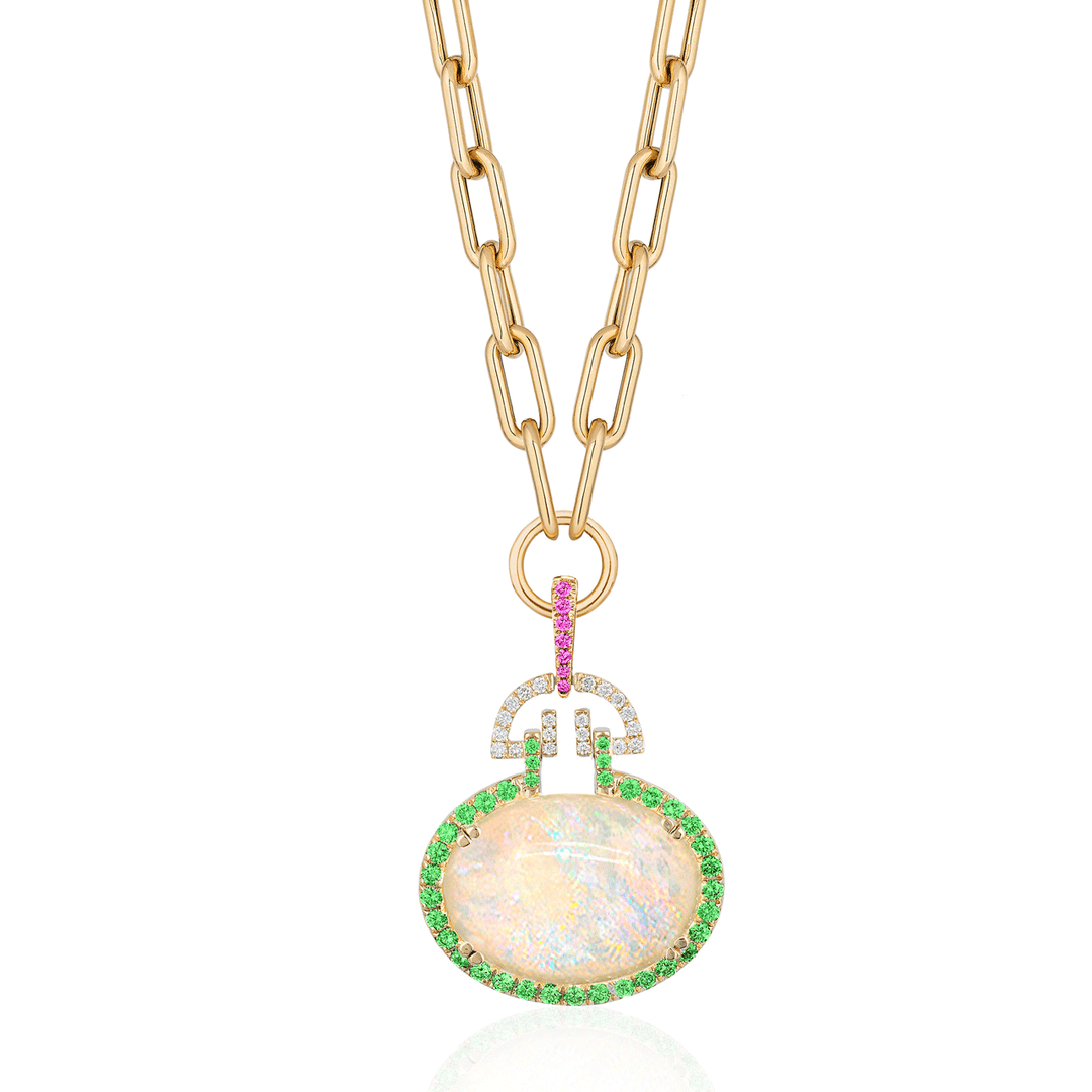 Goshwara G-One 18k yellow Gold Opal and Diamond Necklace