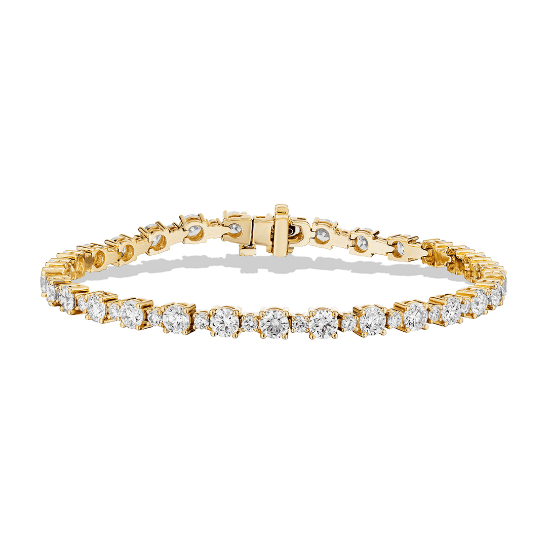18k Yellow Gold and 7.11 Total Weight Natural Diamond Line Bracelet