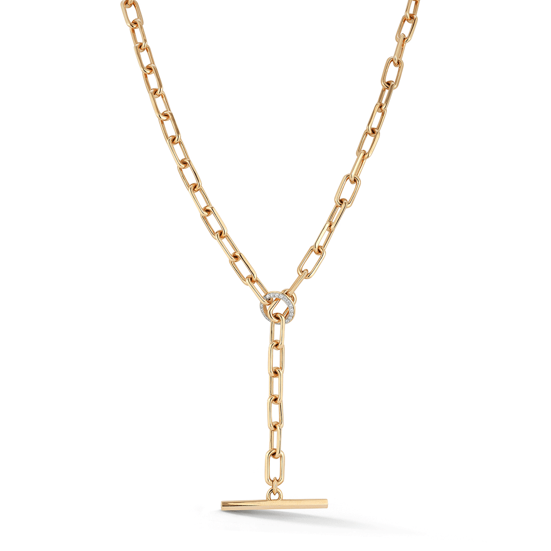 Walters Faith Saxon 18k Rose Gold and Diamond Chain Link Necklace with Toggle Closure