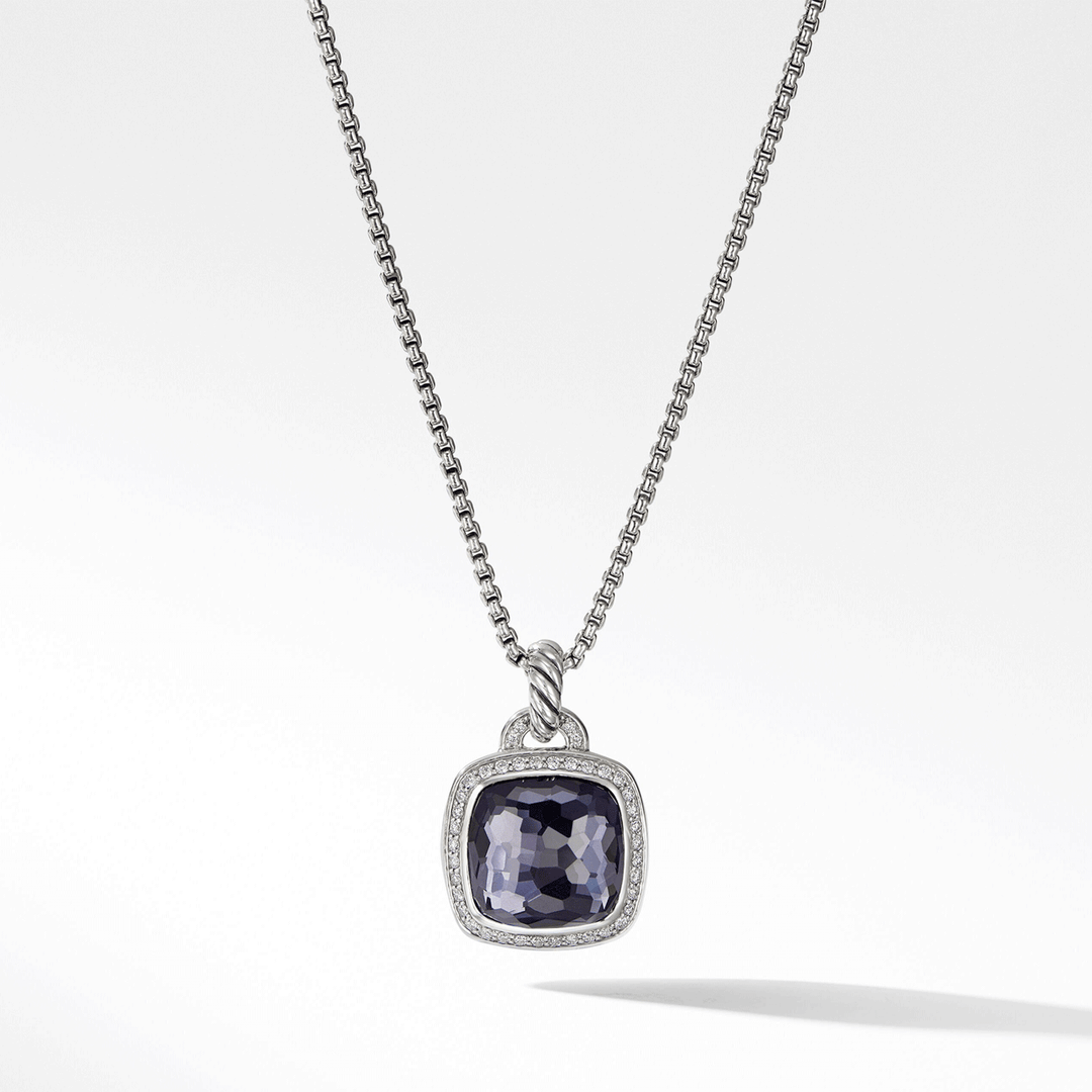 David Yurman Albion Pendant in Sterling Silver with Black Orchid and Pavé Diamonds