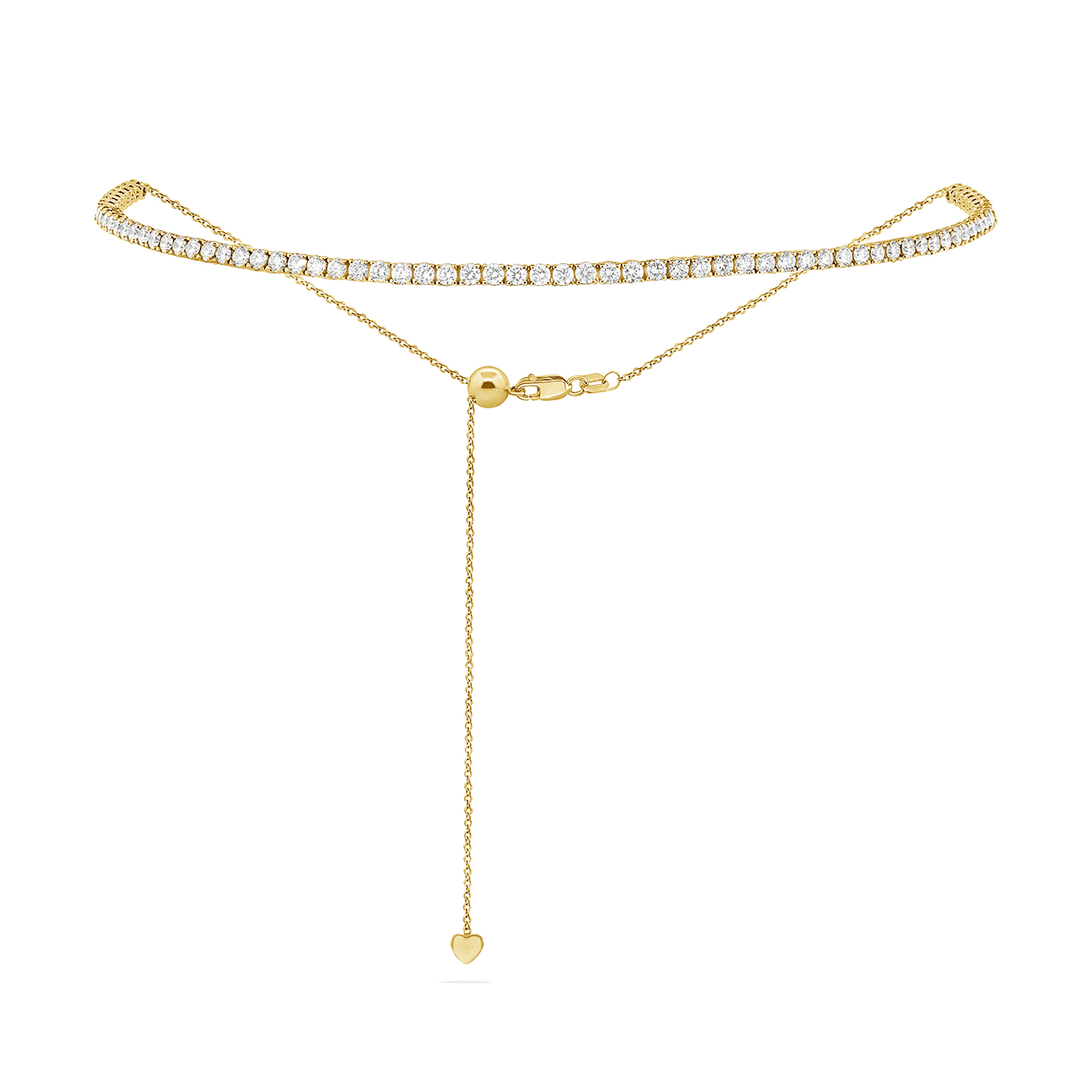 14k Yellow Gold and Diamond 3.38 Total Weight Choker Necklace