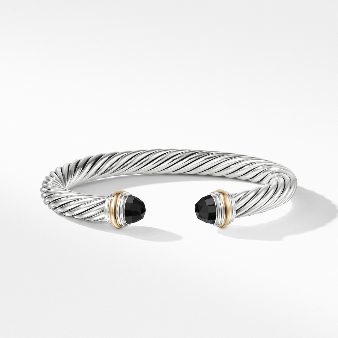 David Yurman Cable Classic Collection Bracelet with Black Onyx and 14k Yellow Gold