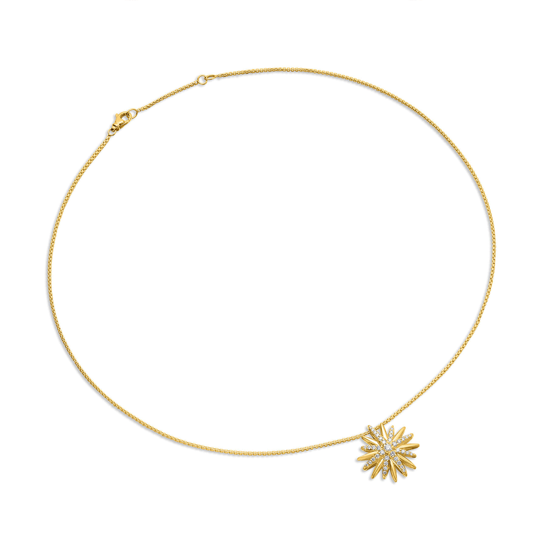 David Yurman Starburst Pendant Necklace in 18k Yellow Gold with Diamonds
