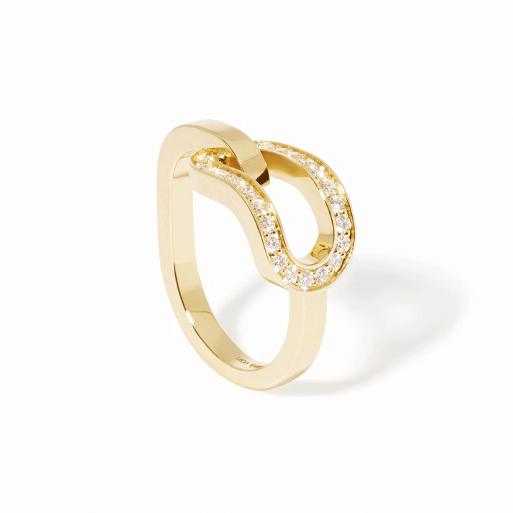 Dinh Van 18k Yellow Gold and Diamond Maillon Large Ring