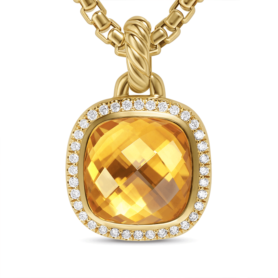 David Yurman Albion® Pendant 18K Yellow Gold with Citrine and Diamonds, 11mm