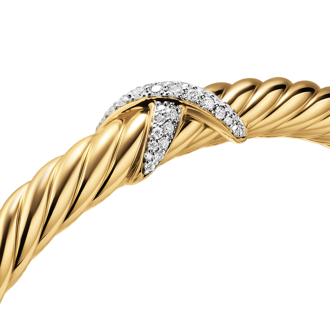 David Yurman Cablespira® Flex X Bracelet 18k Yellow Gold with Diamonds, 6mm