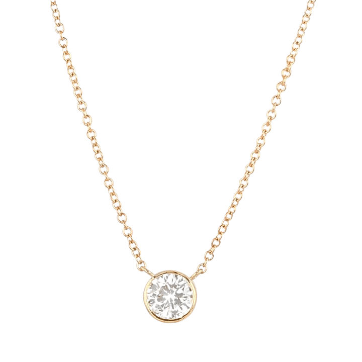 14k Yellow Gold and .72 Total Weight Diamond Solitaire Pendant