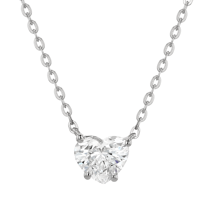 18k White Gold and Heart Shape Diamond 1.50 Total Weight Pendant