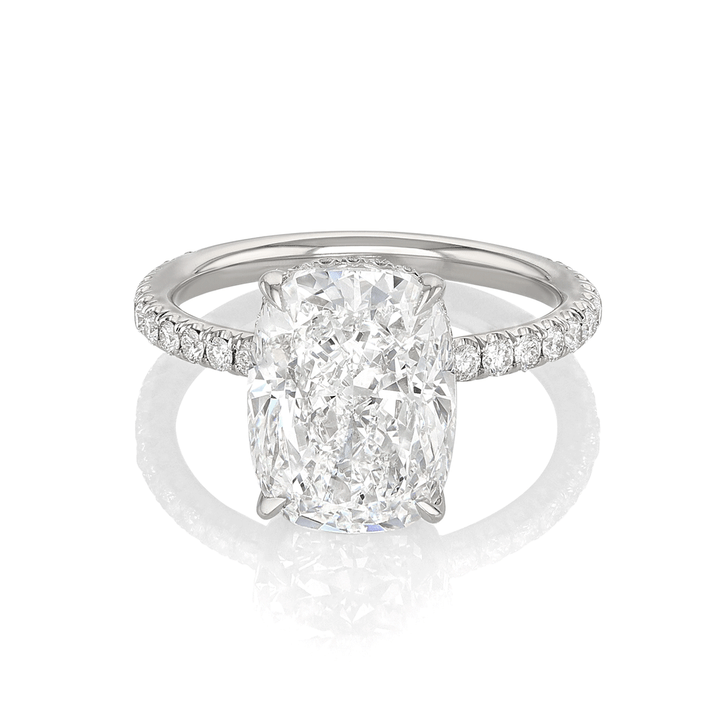 The Hamilton Silhouette Origin Platinum and 5.05 Total Weight Cushion Diamond Engagement Ring