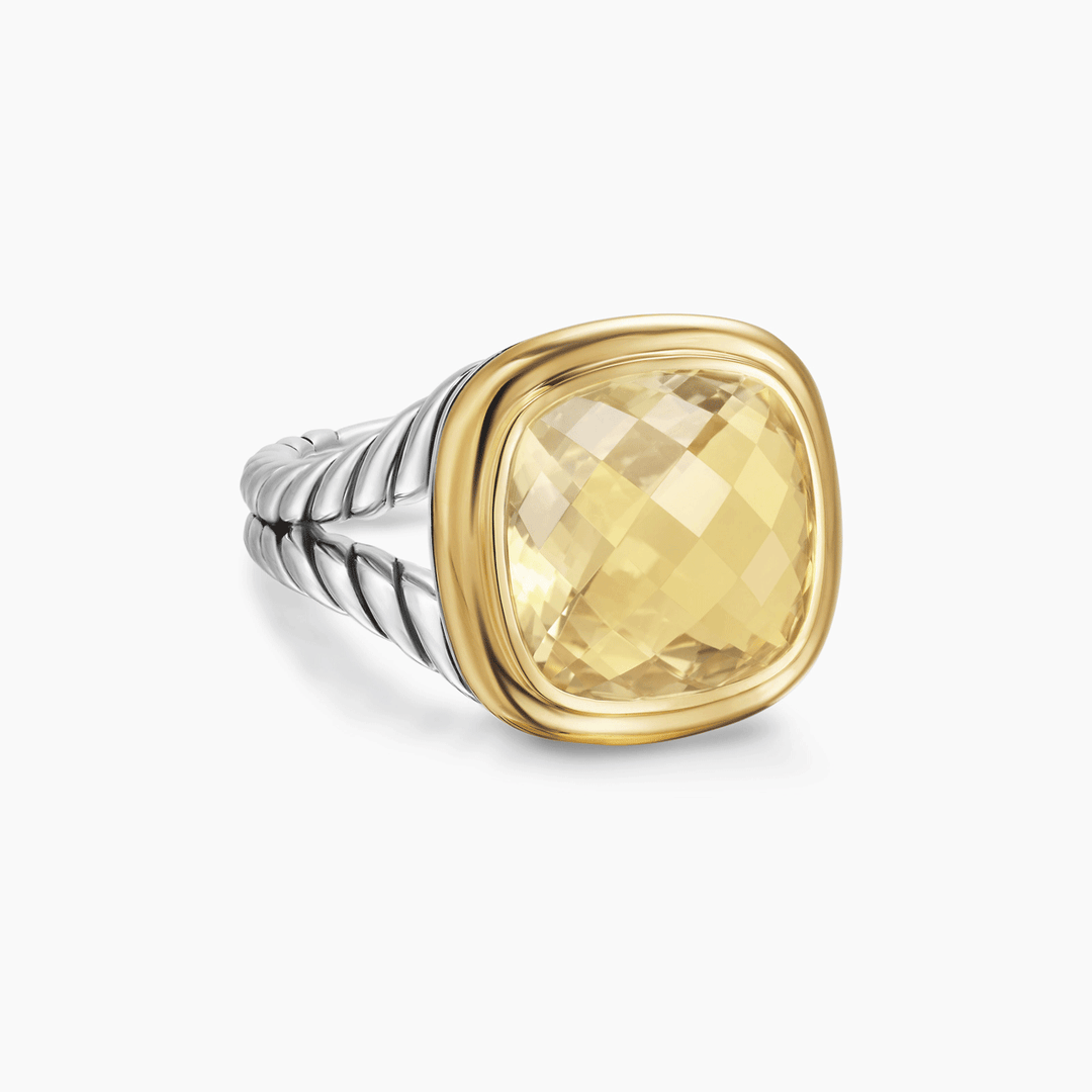 David Yurman Albion Ring Sterling Silver with 18K Yellow Gold and Champagne Citrine, 11mm