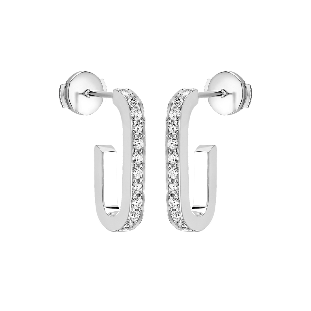 Dinh Van Maillon L 18k White Gold and Diamond Hoops