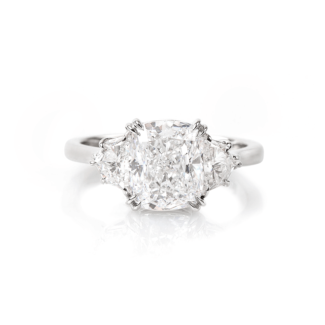 Platinum 3.02 Total Weight Cushion Diamond Ring