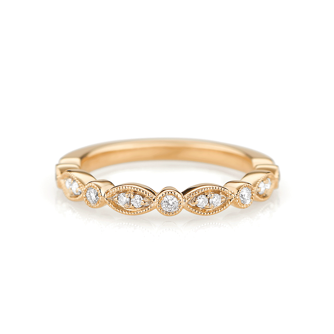 Hamilton Heritage Collection 18k Yellow Gold and 0.14 Total Weight Diamond Half Way Band