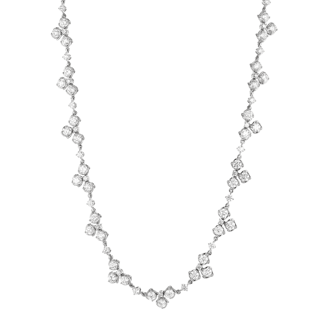 Hamilton Duet Collection 18k White Gold and 13.06 Total Weight Natural Diamond 18 Inch Necklace
