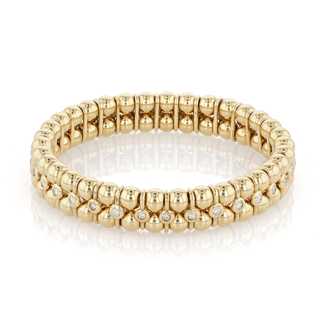 18k Yellow Gold and Diamond 0.70 Total Weight Stretch Bracelet