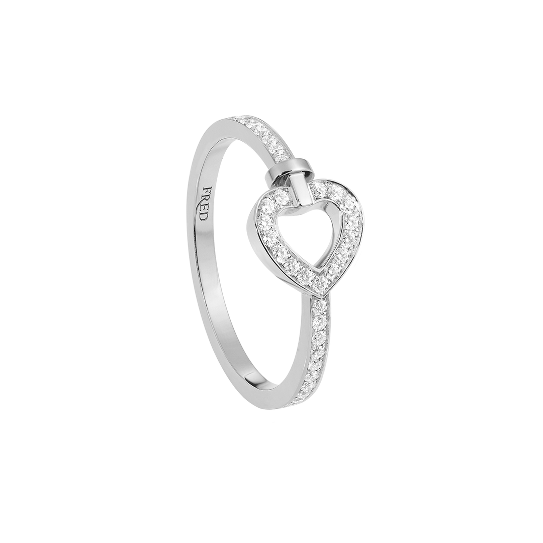 Fred Pretty Woman 18k White Gold and Pave Diamond Mini Heart Ring, Exclusively at Hamilton Jewelers