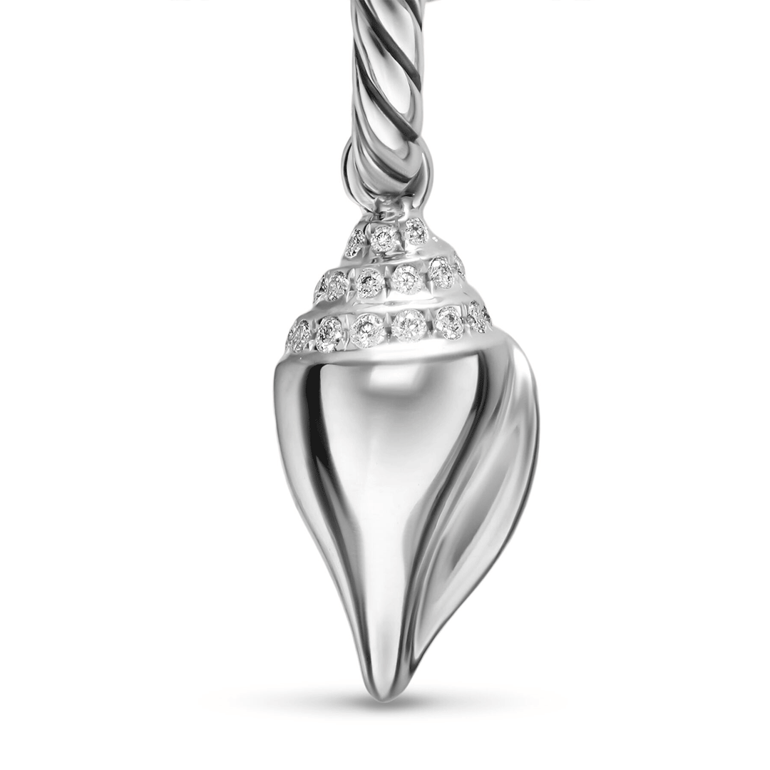 David Yurman Petite Pavé Shell Amulet Sterling Silver with Diamonds, 15mm