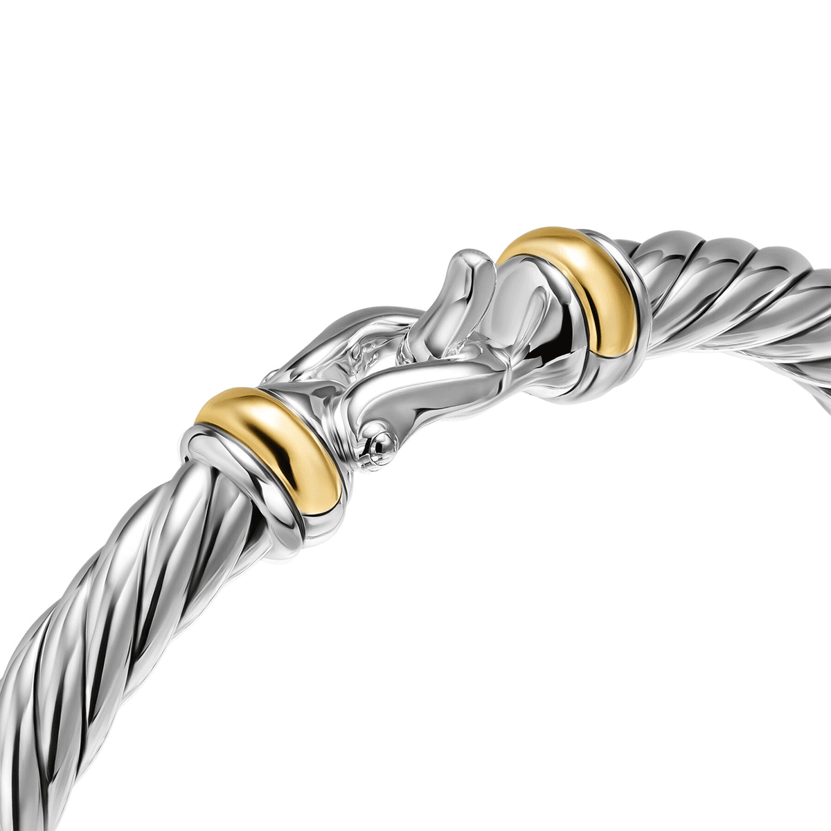David Yurman Cable Flex® Buckle Bracelet Sterling Silver with 14K Yellow Gold 6mm Medium