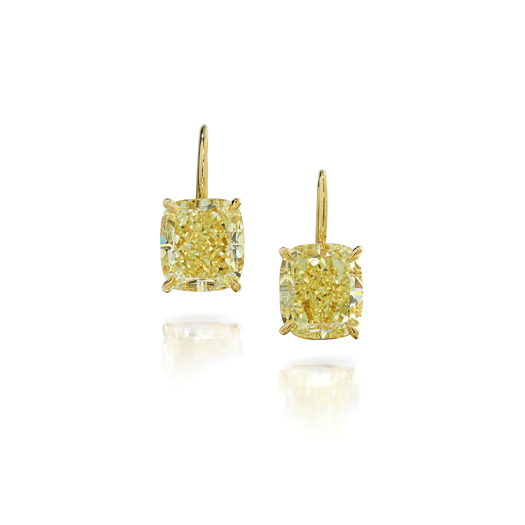 Private Reserve 18k Gold Yellow Diamond 8.25 Total Weight Earrings