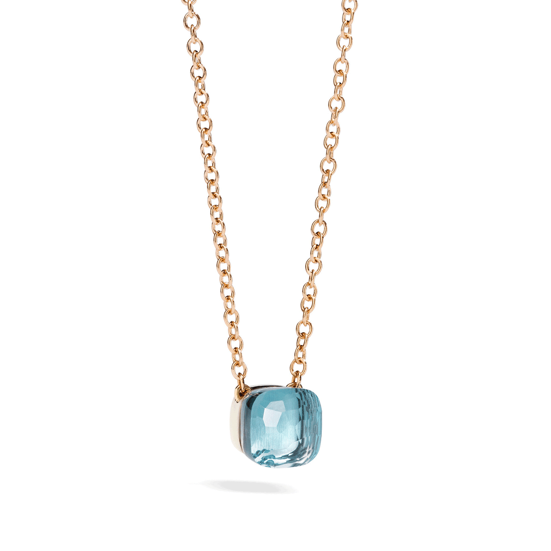 pomellato Nudo 18k Rose White Gold and Sky Blue Topaz Necklace